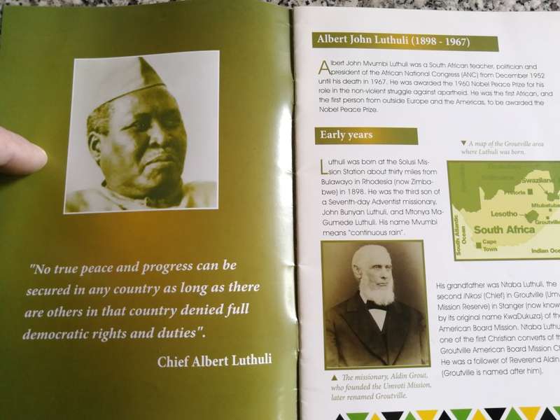 ALBERT JOHN LUTHULI 100 YEARS 1898 - 1967 BOOKLET  of 19 pages AFRICAN HERITAGE and ART