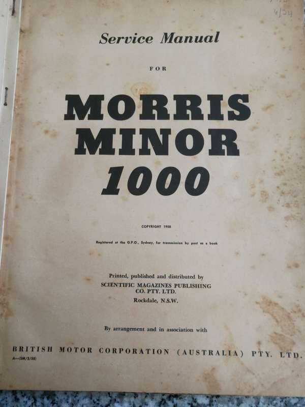 SERVICE MANUAL FOR MORRIS MINOR 1000 Scientific Magazines Publishing 1958