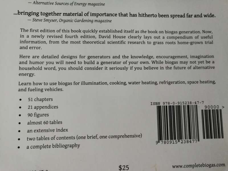 BIOGAS HANDBOOK BY DAVID HOUSE  ( Gas produces Methane  Farm manure )