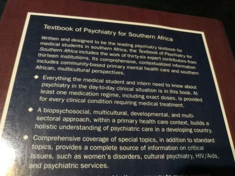 TEXTBOOK OF PSYCHIATRY FOR SOUTHERN AFRICA Ed. ROBERTSON ALLWOOD  and GAGIANO medical therapy