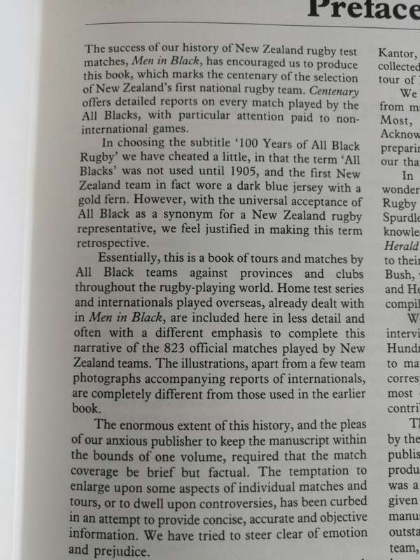 100 YEARS OF ALL BLACK RUGBY CENTENARY 1884 - 1983 R H CHESTER & N A C McMILLAN