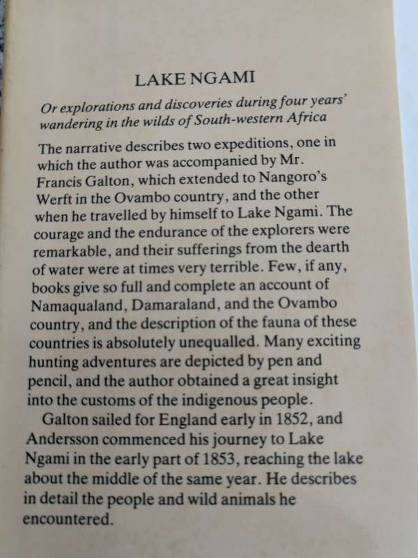 LAKE NGAMI or EXPLORATIONS and Discovery CHARLES JOHN ANDERSSON Facsimile Reprint 1987