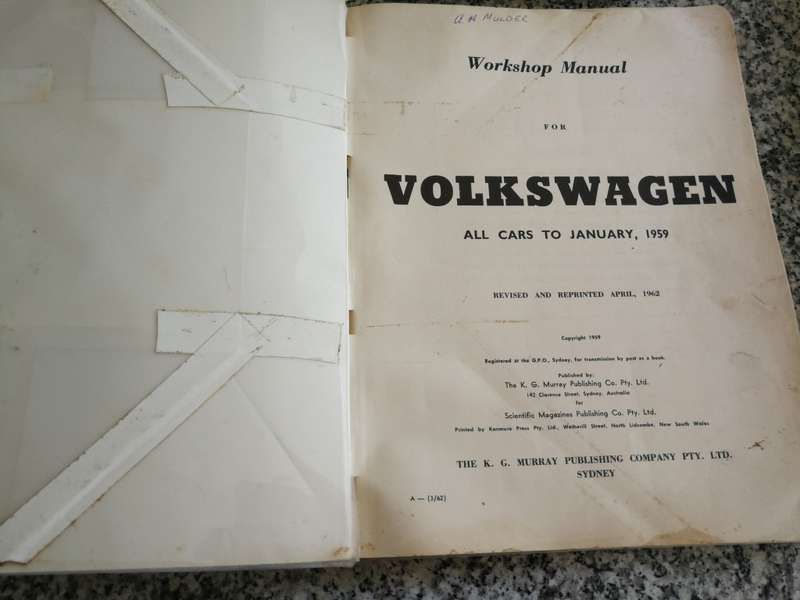 VOLKSWAGEN ALL CARS UP TO JANUARY 1959 Workshop Manual  Scientific Magazine Publishing Revised 1962