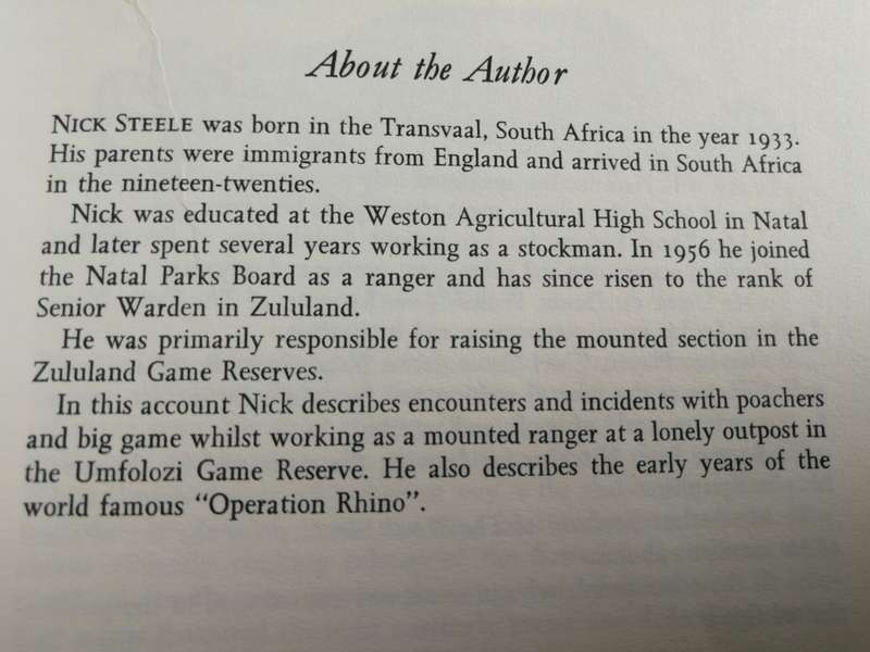 GAME RANGER ON HORSEBACK NICK STEELE ( Game Reserves of Zululand  )  1968
