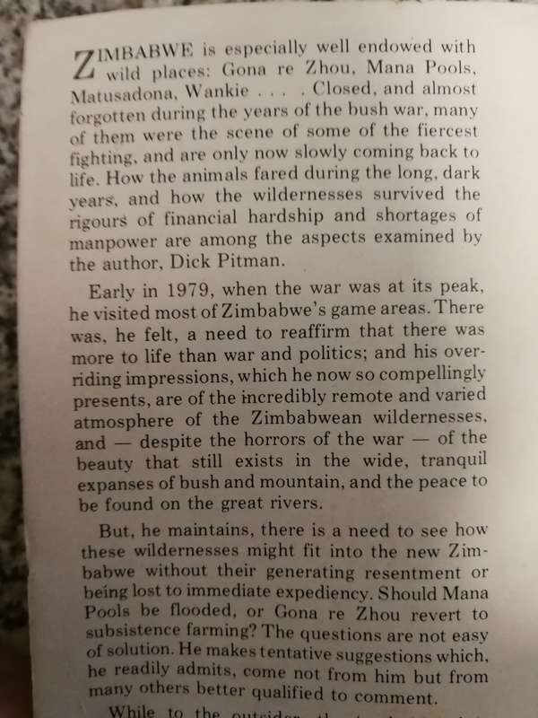 WILD PLACES of ZIMBABWE DICK PITMAN  ( the Matopos Wankie a travellogue on major wildlife areas )