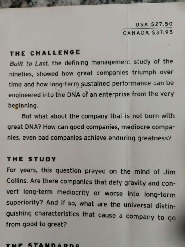 GOOD TO GREAT by JIM COLLINS Why Some Companies make the Leap..and others Don`t  business studies