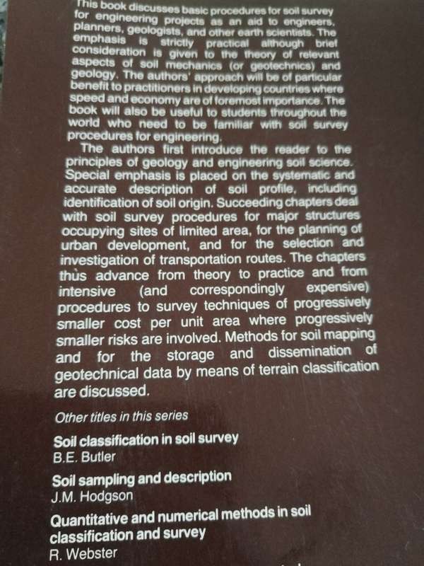 SOIL SURVEY FOR ENGINEERING A B A BRINK T C PARTRIDGE and A A B WILLIAMS Monographs on Soil & Resour