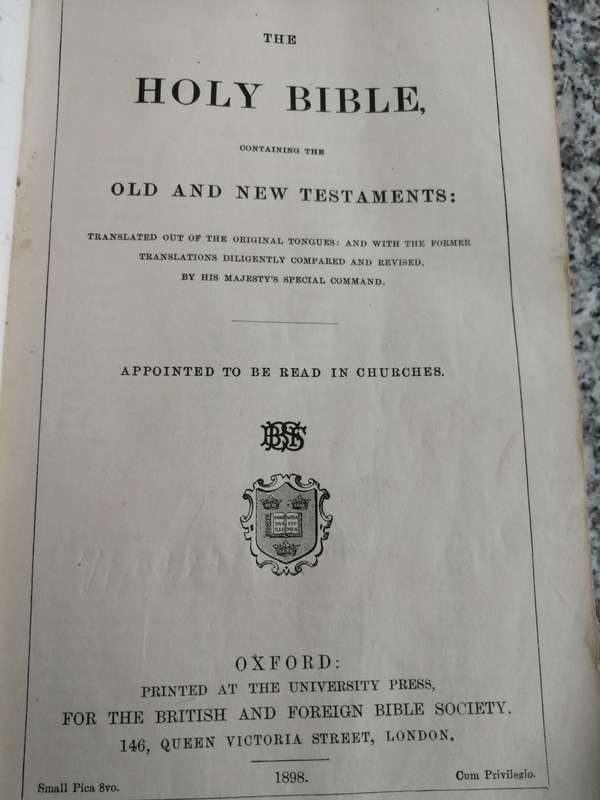THE HOLY BIBLE containing OLD and NEW TESTAMENTS APPOINTED TO BE READ IN CHURCHES 1898