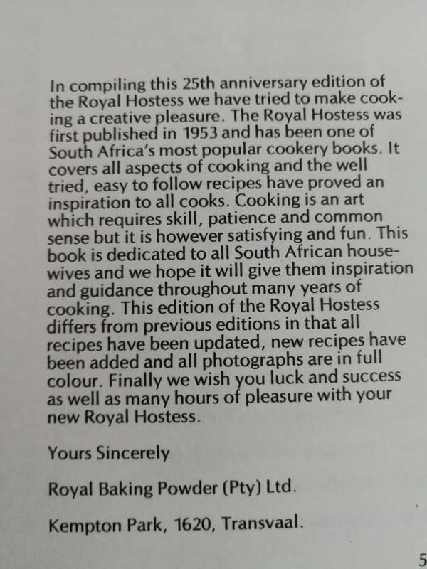 The Royal Hostess South Africa`s Own Cook Book 25th ANNIVERSARY Revised Edition 1978 Cookbook