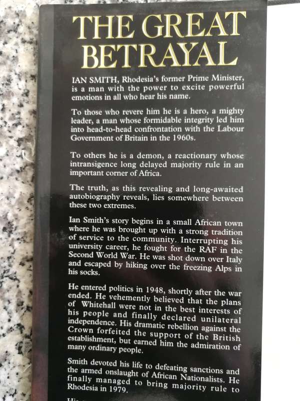 THE GREAT BETRAYAL IAN SMITH  Hardcover Rhodesia Rhodesiana
