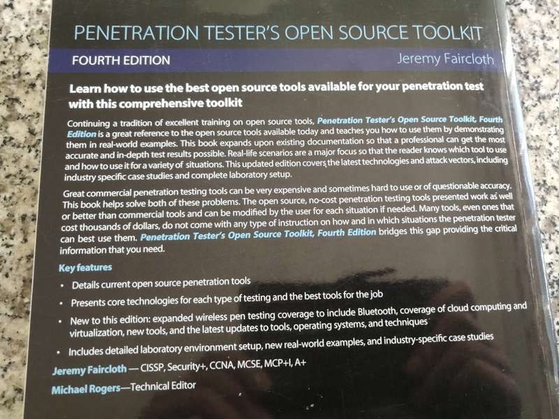 PENTERATION TESTERS OPEN SOURCE TOOLKIT FOURTH EDITION 2016 JEREMY FAIRCLOTH