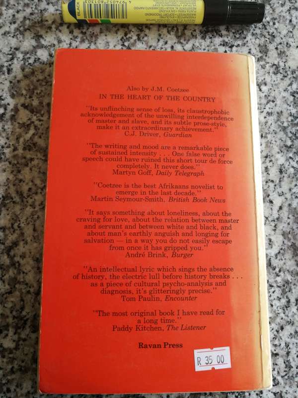 J M COETZEE WAITING FOR THE BARBARIANS Softcover First published by Raven Press  Johannesburg 1981