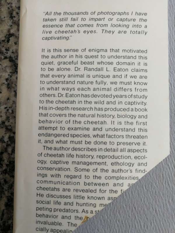 THE CHEETAH Biology Ecology & Behavior of an Endangered Species RANDALL L EATON   wildlife mammals