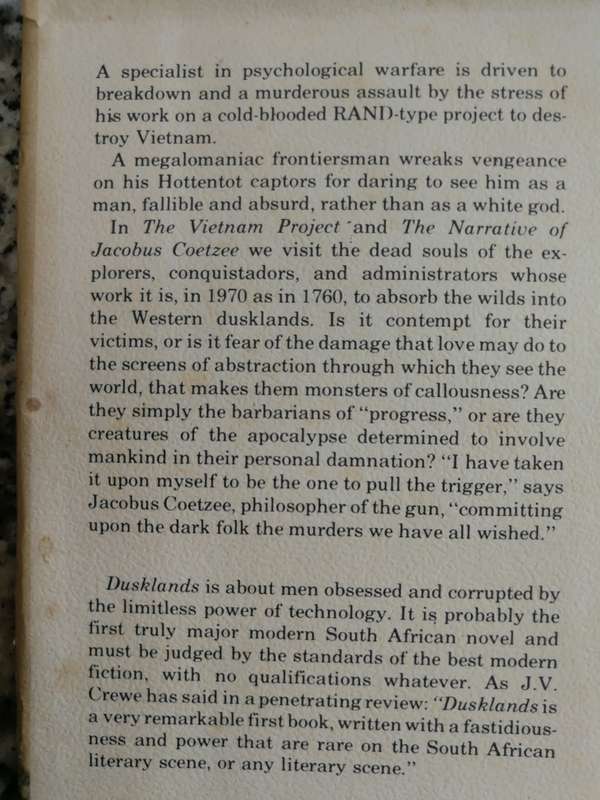 J M COETZEE DUSKLANDS