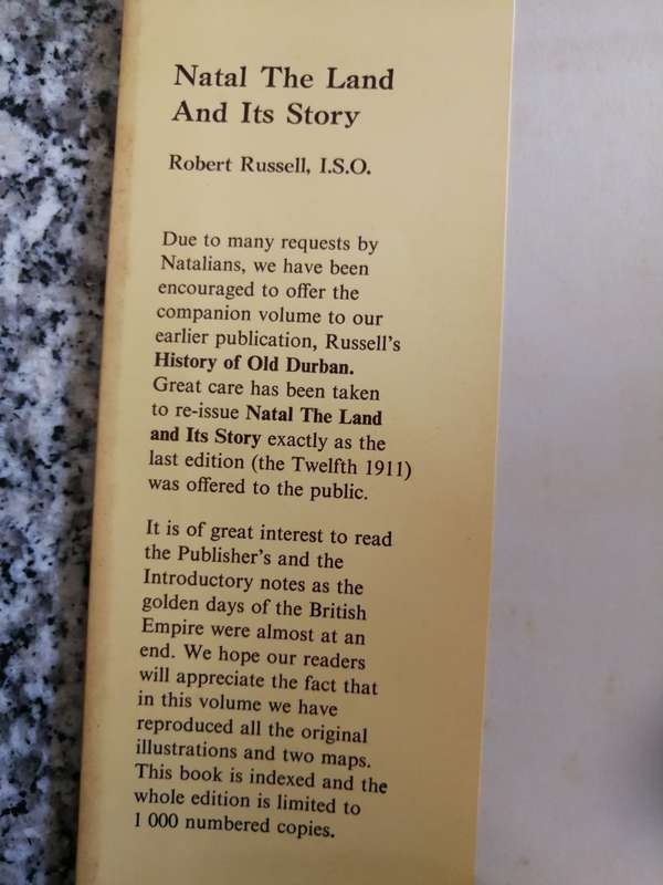NATAL THE LAND AND ITS STORY BY ROBERT RUSSELL I S O Limited Edition 611 of 1000