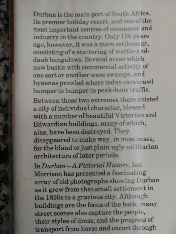 DURBAN A PICTORIAL HISTORY IAN MORRISON