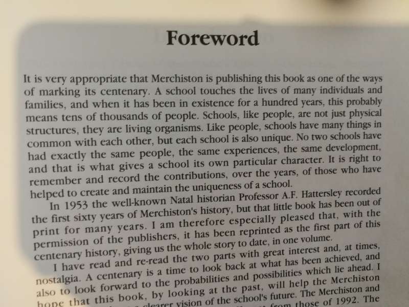 READY AYE READY A History of Merchiston Preparatory School 1892 - 1992  ( Pietermaritzburg )