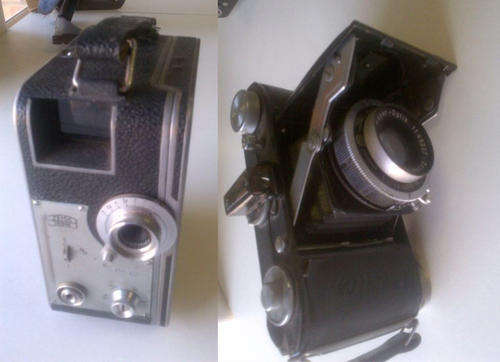 Vintage Zeiss Ikon Movikon K solid state movie camera & Belica foldout camera lot