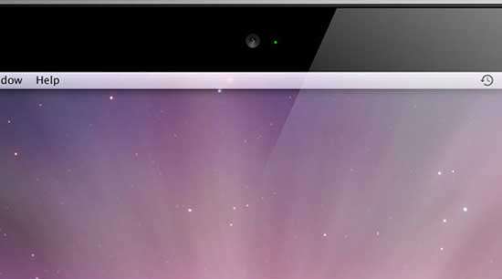 The iSight camera is at the top of the screen bezel and includes a camera-indicator light.