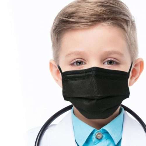 KIDS BLACK 3PLY FACE MASKS (box of 50)