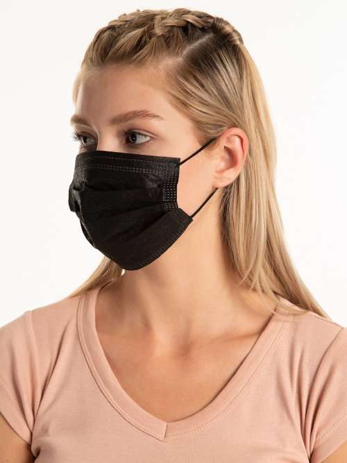 BLACK 3PLY FACE MASKS BOX of 50
