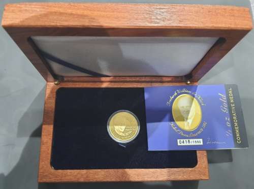 MANDELA 20TH ANNIVERSARY 1/2 OUNCE SOLID GOLD COIN