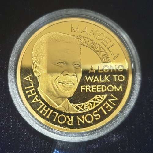 MANDELA 20TH ANNIVERSARY 1/2 OUNCE SOLID GOLD COIN