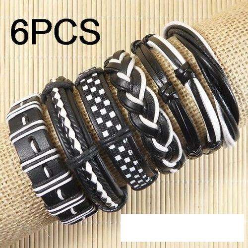 Brand new Surfer ethnic tribal 6pcs genuine 100% leather bracelets