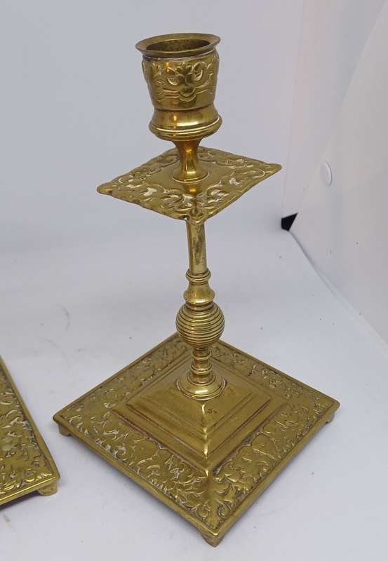 Two brass candle holders