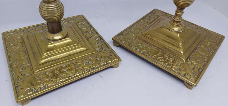 Two brass candle holders