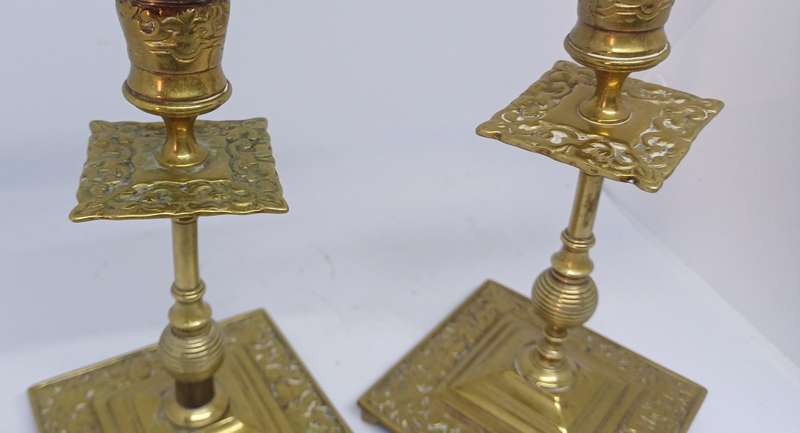 Two brass candle holders