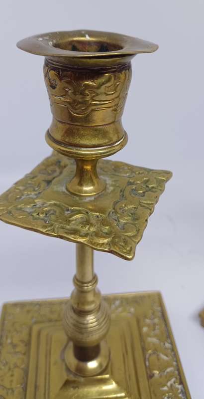 Two brass candle holders