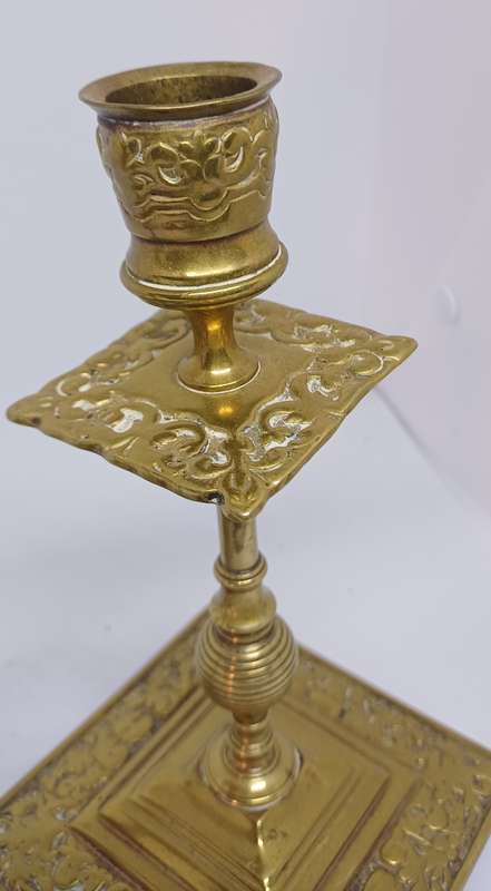Two brass candle holders
