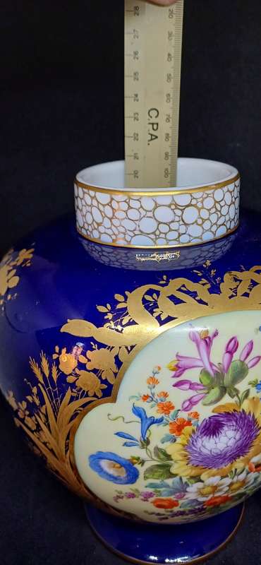 ANTIQUE DRESDEN JAR WITH LID