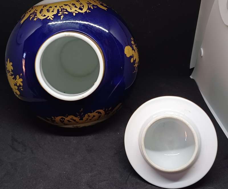 ANTIQUE DRESDEN JAR WITH LID