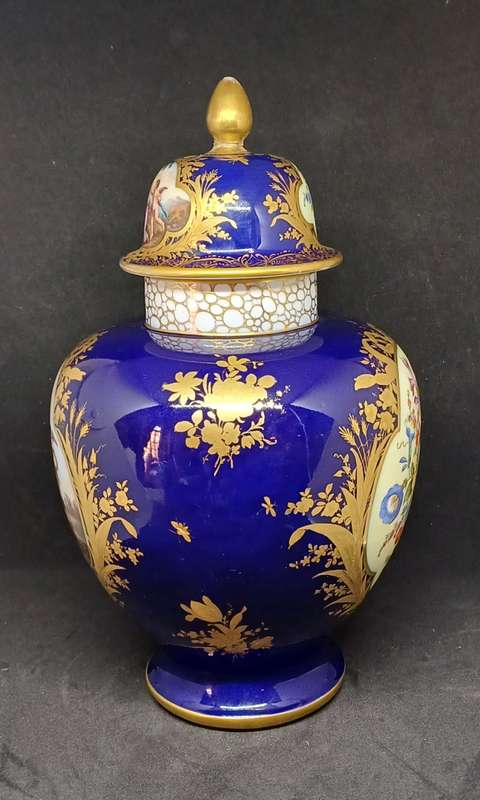 ANTIQUE DRESDEN JAR WITH LID