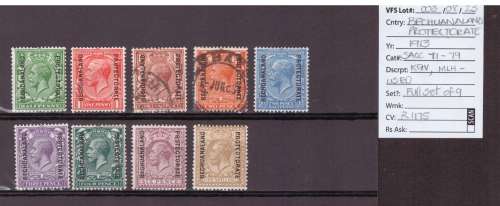 Bechuanaland Protectorate Stamps, KGV, 1913, MLH-USED, SACC:71-79, Full set of 9, CV: R1175