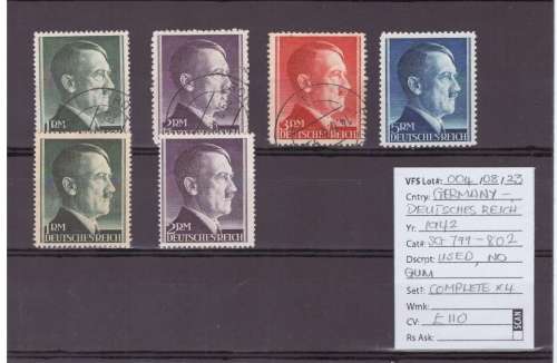 Germany - Deutsches Reich Stamps, 1942, USED - No gum, SG: 799-802, Full set 4, CV: £110/R2530