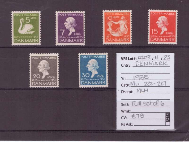 Denmark Stamps, 1935, MLH, Mi222-227, Full set of 6, CV est R1500