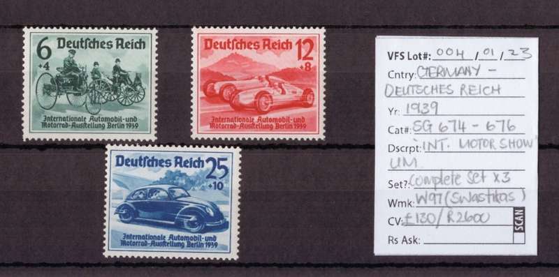 Germany - Deutsches Reich Stamps, 1939, UMM, SG: 674-76, Full set 3, CV: £130, Ask R780