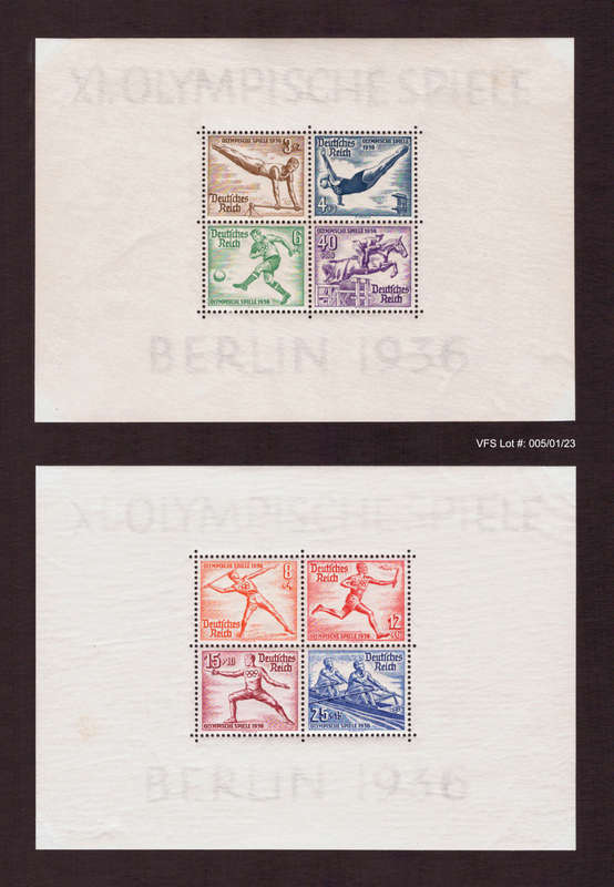 Germany Third Reich, Mini sheets 1936, Berlin Olympics, MNH*, SG MS613a + b, Est R7000 Ask R1200