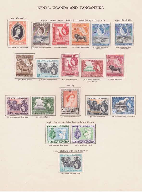 K.U.T, stamps on sheet, QEll, 1953-59, Various designs, MLH, CVR3525 Ask: R635