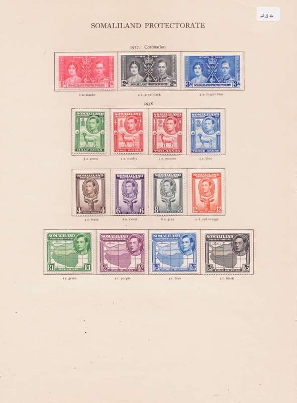 Somaliland Protectorate, stamps on sheet, KGVl, 1938, Full set x 12, MLH, CVR3760 Ask: R750