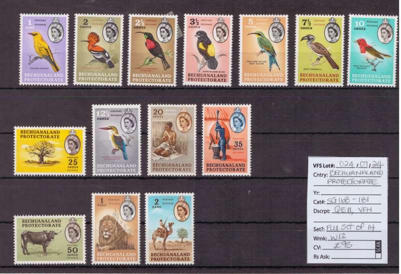 Bechuanaland Protectorate Stamps, QEll, 1961, VFH, SG 168-181, Set of 14, CV: £95/R2232,50 Ask R445