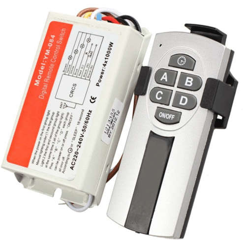4 Port Wireless Digital RF Remote Control Transmitter and Receiver ON/OFF Light Switch 220V