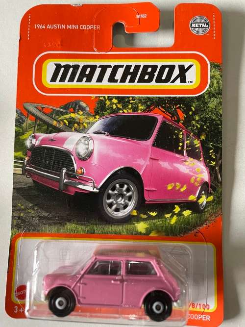 Matchbox long card Mini Cooper pink