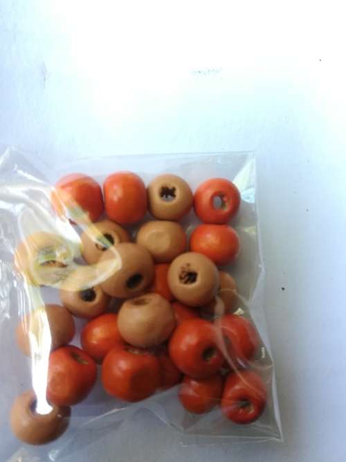orange mix 8mm wooden beads 30pc