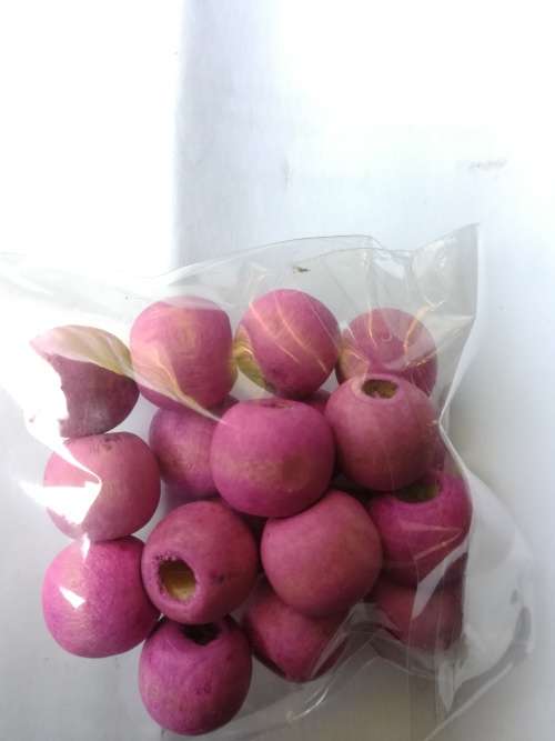 pink 12mm wooden beads 20pc