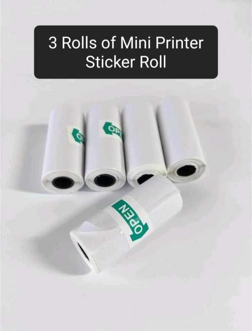 Mini Printer Thermal STICKER Paper 57mm (3 Rolls)