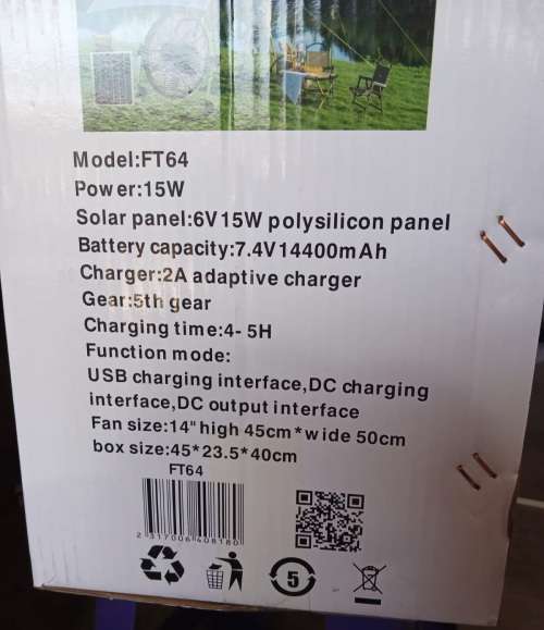 Big Size FUSSION 14` 35.56cm) RECHARGEABLE STAND FAN (AC & DC Chargeable) Loadshedding